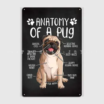 Bir Pug Köpek anatomisi Metal Burcu Kulübü Parti Duvar Dekor Tasarım Oturma Odası Tabela Posteri 4