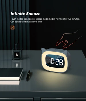 Müzik LED dijital alarmlı saat Saat Ses Kontrolü Gece Lambası Tasarım Masaüstü Saatler Ev Masa Dekorasyon Dahili 1200 mAh Pil 2