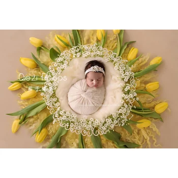 Plastik Lale yapay çiçekler Bebek Fotoğraf Çekimi Stüdyo Flokati Yenidoğan Fotoğraf Sahne Sepeti Aksesuarları