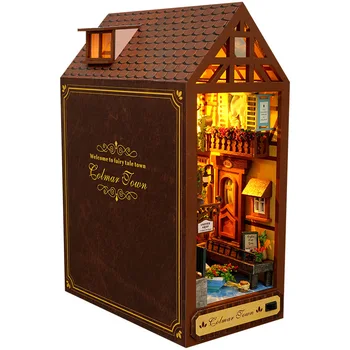 DIY Kitap Nook Raf Ahşap Kulübe El Yapımı Noel Arifesi Evi 3D Kitap Montaj Modeli yatak odası dekoru Kız çocuk oyuncakları Hediyeler 3