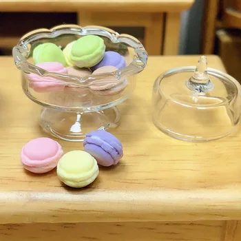 1 ADET Mini tatlı tepsi minyatür kek cam kapak için DIY bebek evi parti dekor süsler