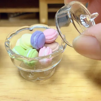 1 ADET Mini tatlı tepsi minyatür kek cam kapak için DIY bebek evi parti dekor süsler 3