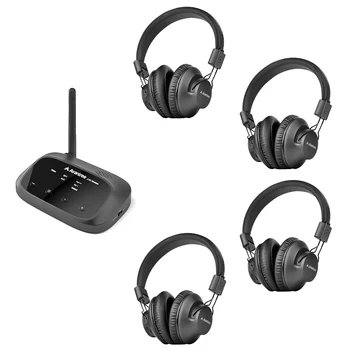 Avantree Quartet Çoklu kablosuz kulaklık seti 4 Ölçeklenebilir 100 İstasyon, Sessiz Disko Paketi, Yardımcı Dinleme Sistemi 4