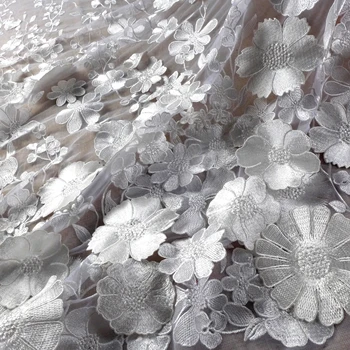 La Belleza 2022 yeni Moda 3D çiçekler dantel, beyaz 3D işlemeli dantel, beyaz, karışık renkler elbise dantel kumaş 47 