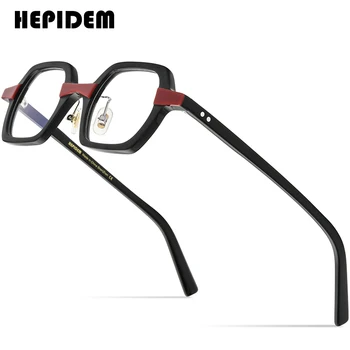 HEPIDEM Asetat Optik Gözlük Çerçeve Kadınlar 2021 Yeni Vintage Kare Gözlük Erkekler Miyopi Reçete Gözlük Gözlük 9152 1