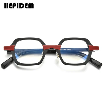 HEPIDEM Asetat Optik Gözlük Çerçeve Kadınlar 2021 Yeni Vintage Kare Gözlük Erkekler Miyopi Reçete Gözlük Gözlük 9152 3