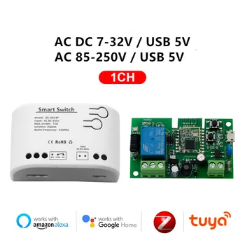 Akıllı Zigbee Anahtarı 4/2/1 Kanal Modülü RF 433 5-32V 85-250V DIY Alıcı Alexa ile Çalışmak Smartthing Tuya APP Uzaktan Kumanda 0