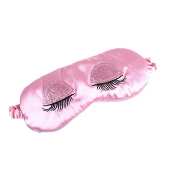 Bayan imitasyon ipek Glitter payetler uzun kirpik nakış uyku göz maskesi 0