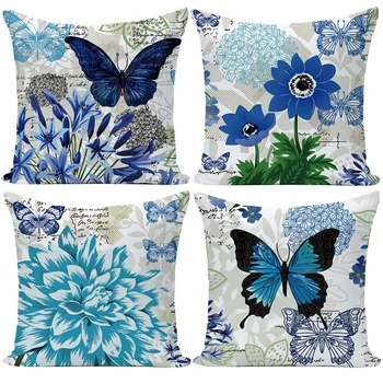 Mavi Kelebek Çiçek Yastık Kılıfı 60 * 60 Oturma Odası Kanepe Dekorasyon minder örtüsü 40 * 40 Ev Geliştirme Özelleştirilebilir