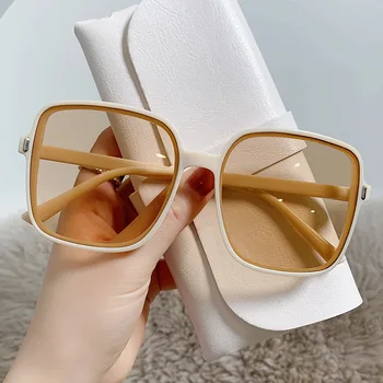 Retro Kare Güneş Gözlüğü Kadın Vintage Degrade güneş gözlüğü Moda Tasarımcısı Kadın Şeffaf Lens Beyaz Oculos De Sol 2022 4