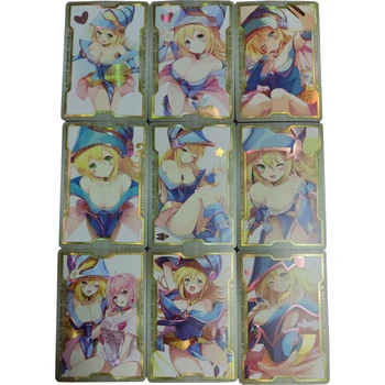 9 Adet / takım Yu Gi Oh Çift Canavarlar Flash Kart litografi kartı Anime seksi Siyah Büyücü Kız Oyunu Anime Koleksiyon Kartları Hediye Oyuncaklar