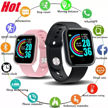 Y68 akıllı saat Erkek Kadın Kol Saatleri D20 Smartwatch Elektronik Saat Spor Monitör doğum günü hediyesi Xiaomi Huawei İçin Bilezik 3