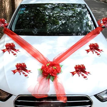 Düğün Araba Dekorasyon Yapay Çiçekler DİY Düğün Malzemeleri İşlemek Köpük Gül Çiçek Çelenk +Kapı Dekoratif Ayarlar 0