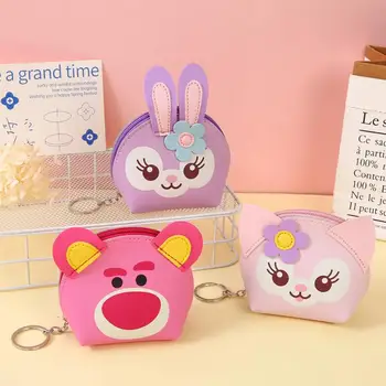 Sanrio Melodi Para Cüzdan Disney Lotso Stellalou Cüzdan Pu Çizgi film Sevimli Mini Para Çanta Kız Çocuklar için Kuromi Cinnamoroll Kawaii