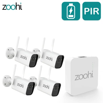 Zoohi kablosuz pil Kamera İle GÜNEŞ PANELI Mini NVR Sistemi PIR Akıllı Algılama Gözetim Telsiz Güvenlik Kamera Seti