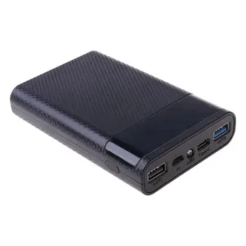 QC3. 0 Çift USB Tip-C PD 4x18650 Pil DIY Güç Bankası Kutusu Kasa led ışık Hızlı Şarj Güç Adaptörü cep tablet telefon 0