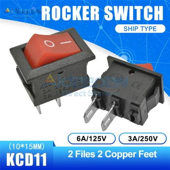 KCD11 10x15mm basmalı düğme anahtarı Snap-in On-Off 2 Dosyaları 3 Dosyaları 2/3 Bakır Ayaklar Tekne Rocker Anahtarı 10MM*15MM 6A/125 V 3A / 250 V