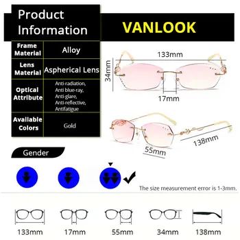 Hipermetrop Gözlük Çerçevesiz Taklidi Kadın okuma gözlüğü mavi ışık engelleme Bilgisayar Vidasız Gözlük Çerçeveleri 0 14 5 3
