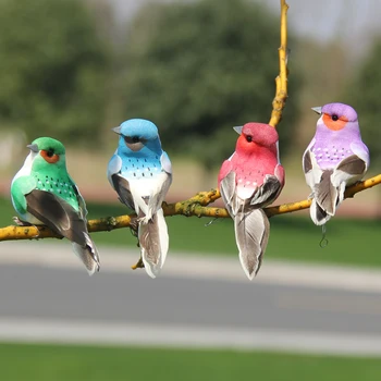 12 adet Mini Yapay Kuş Sevimli Köpük Tüy Zanaat Kuşlar Taklit Kuş Modeli Ev Bahçe Düğün Doğum Günü Partisi Dekor Süsler 0