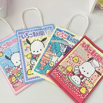 Sanrio Yeni Pacha Köpek Tote Çanta Karikatür Sevimli Beyaz Kraft Kağıt doğum günü hediyesi saklama çantası Parti Süslemeleri Festivali hediye keseleri