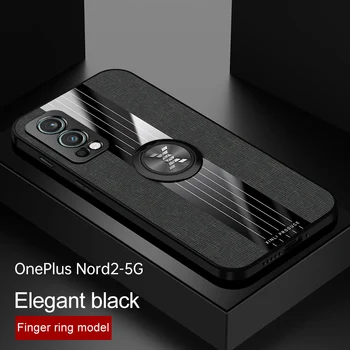 OnePlus Nord 2 İş Halka Tutucu Kumaş Bez Sert Kapak Yumuşak Çerçeve Manyetik telefon kılıfı İçin Bir Artı Nord 2 Nord2 3