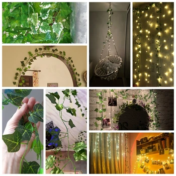 210cm Yapay Bitkiler Sahte Sarmaşık Sarmaşıklar İpek Yeşil Asılı Yapraklar Liana Duvar Ev Dekor Bahçe Düğün Dekorasyon Açık Yeni
