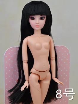 Çıplak Çıplak bebek 3D Gerçek Gözler Bebek Oyuncak / 12 Ortak Hareketli / uzun Siyah Saç Patlama Cosplay barbie oyuncak bebekler Kız Hediye 0