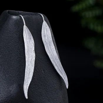 Gerçek 925 Ayar Gümüş Takı Söğüt Yaprağı Kanca Küpe Kadınlar İçin Orijinal Tasarım Vintage Stil Femme Lüks Aksesuarları 2022