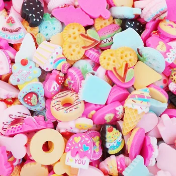 100 adet/grup Toptan Moda Sevimli Reçine Şeker Tatlı Dondurma Degrade Kolye Charm Kadın Kız Karikatür Takı Bulma DIY
