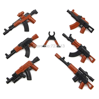 Toptan 10 torba Silah Tüfek Askeri Seti AK-47 M16 G36 Parçaları Aksesuarları SWAT Modeli PUBG Yapı Taşları Tuğla Kitleri Oyuncaklar