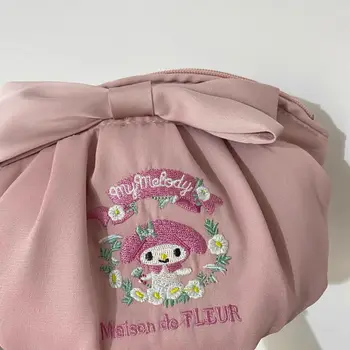 Benim Melodi Kozmetik Çantası Hello Kitty Sanrio Çanta Kabuk Çanta Kawaii Yay Düğüm İnci makyaj kutusu Çantası Seyahat Taşınabilir Kız Hediyeler