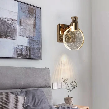 Yatak odası duvar lambaları iskandinav ışık lüks kabarcık kristal duvar asılı lamba, Modern Minimalist odası oturma odası zemin dekor
