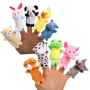 Parmak Kuklalar Bebek Mini Hayvanlar Eğitim El Çizgi film Hayvan Peluş Bebek Parmak Kuklalar Çocuklar için Peluş Oyuncaklar Tiyatro Hediyeler 0