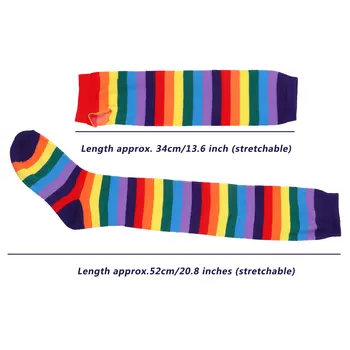Kadın Kızlar Renkli Gökkuşağı Çizgili Çorap Diz Uyluk Yüksek Çorap / Kol İsıtıcı Eldivenler Cadılar Bayramı Kostüm Partisi Tatil Hediye