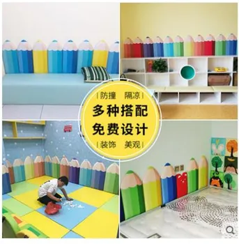 Renkli kurşun kalem çocuk odası yatak odası başucu 3d anti-çarpışma yumuşak paketi duvar sticker kendinden yapışkanlı duvar panosu kalınlığı 2