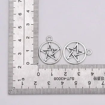 10 adet Charms Yıldız Pentagram 18x22mm Antik Gümüş Renk Kolye Takı Yapımı DIY El Yapımı Zanaat Aksesuarları 5