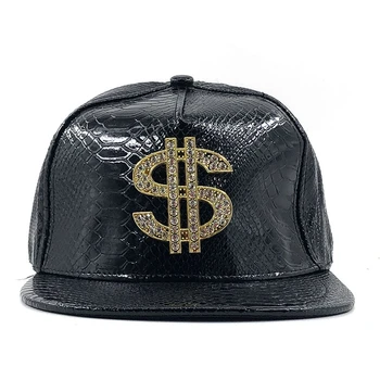 HotDoit Metal Altın dolar tarzı erkek beyzbol şapkası hip-hop şapka deri Ayarlanabilir Snapback Şapka erkekler ve kadınlar için