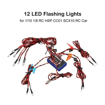 12 Ultra LED yanıp sönen parlak ışık Strobe lambaları kitleri sistemi için 1/10 1/8 RC Drift HSP TAMIYA CC01 4WD eksenel SCX10 RC Araba Kamyon 3