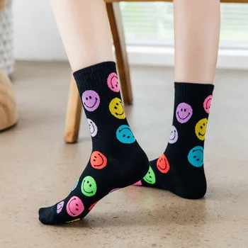 Kadın düz renk pamuklu çorap, düz renk çorap, Harajuku, Japonya, penye pamuk, moda gülen çorap