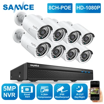 SANNCE 2MP 5MP Güvenlik Kameraları POE Sistemi H. 264 + 5MP NVR 4X6X8X1080P Video gözetim kameraları Ses Kayıt İle IP Kamera 3
