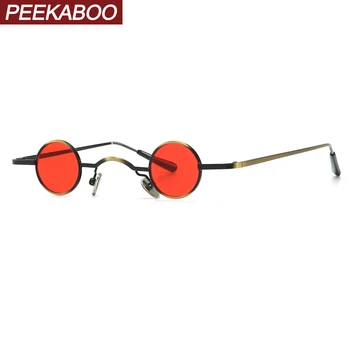 Peekaboo kırmızı küçük güneş gözlüğü yuvarlak retro metal çerçeve siyah erkekler punk güneş gözlüğü kadın 2019 uv400 dekorasyon gözlük 1