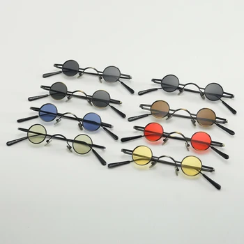 Peekaboo kırmızı küçük güneş gözlüğü yuvarlak retro metal çerçeve siyah erkekler punk güneş gözlüğü kadın 2019 uv400 dekorasyon gözlük 3