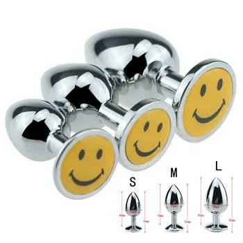 3 Boyutları Gülümseme Unisex Paslanmaz Çelik Anal Oyuncak Pürüzsüz Dokunmatik Butt Plug Kristal Takı Anal Vücut Kuyruk Masaj 4