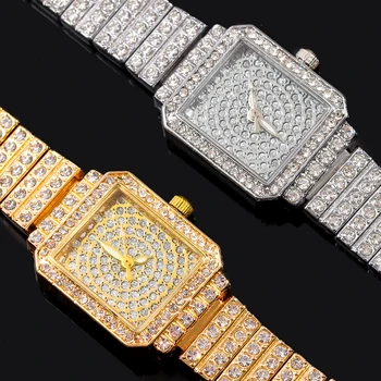 Bling Lüks Kristal Bayanlar Saatler Bilezik Altın Renk Zarif Tam Taklidi Kadın kol saati Moda Relogio Feminino Hediye
