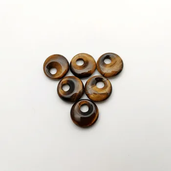 Moda doğal kaplan gözü taş 18mm gogo donut charms boncuk takı yapımı için Toptan 24 adet / grup Charm Küpe ücretsiz kargo
