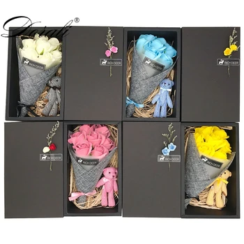 El yapımı Sabun Çiçek seti Ayı Hediye Kutusu anneler / Öğretmenler Günü doğum günü hediyesi sevgililer günü gül / karanfil Sabun Çiçek Buketi 3