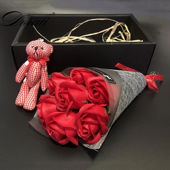 El yapımı Sabun Çiçek seti Ayı Hediye Kutusu anneler / Öğretmenler Günü doğum günü hediyesi sevgililer günü gül / karanfil Sabun Çiçek Buketi 4