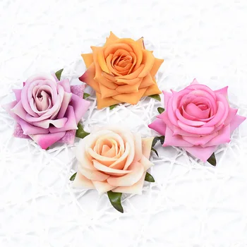 2 Adet Kaliteli İpek Oyuncak Ayı Gül Kafa Çiçek Duvar yapay çiçekler Ev Düğün Dekorasyon için Sahte Bitkiler Dıy Hediyeler Kutusu