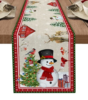 Noel Dekorasyon Kardan Adam Kar Tanesi yemek masası Koşucu Parti Dekor Masa Koşucu yemek masası Navidad Decoracion 2023