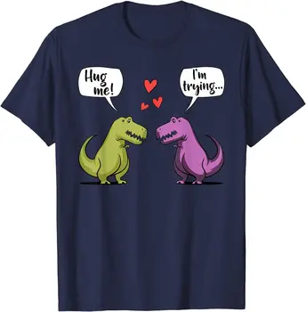 T-Rex Çift Sarıl Bana Sevgililer Günü Komik Kız Erkek T - Shirt Tişörtleri Üstleri T Shirt Gömme Komik Pamuk 2